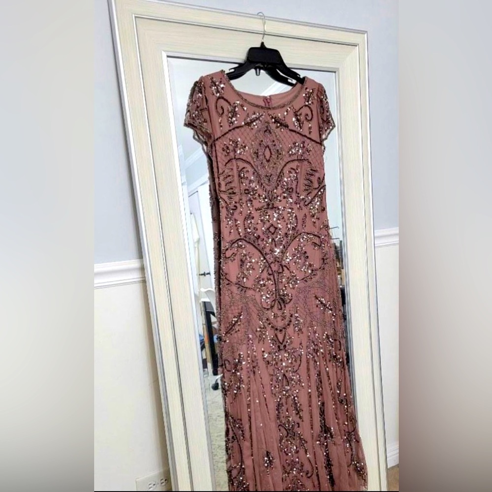 Pisarro Nights beaded dress -Mauve